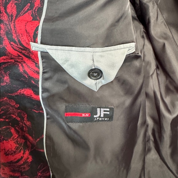 NWT JF J.Ferrar Red and Black Floral Blazer Mens 42 Short - Picture 8 of 9